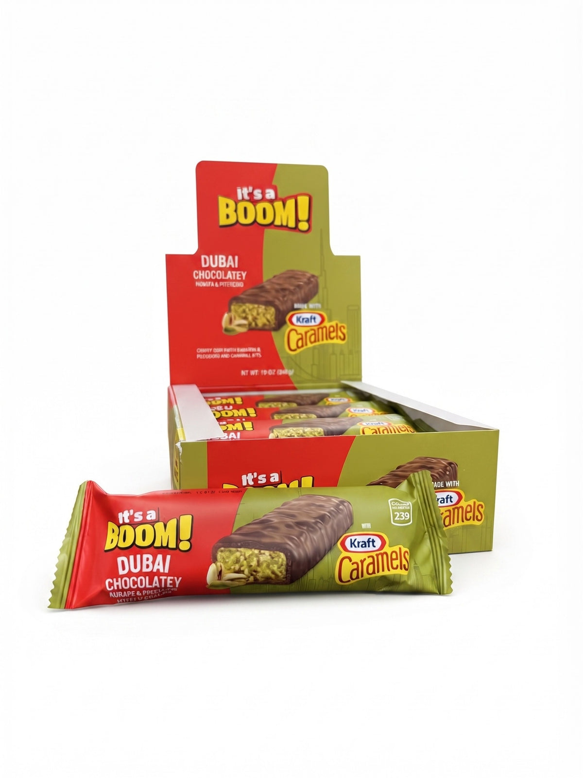 It's A BOOM Dubai Caramel Kunafa Pistachio Bar 1.60oz - 1